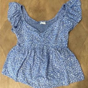 Japna Blue Floral Top Size Small